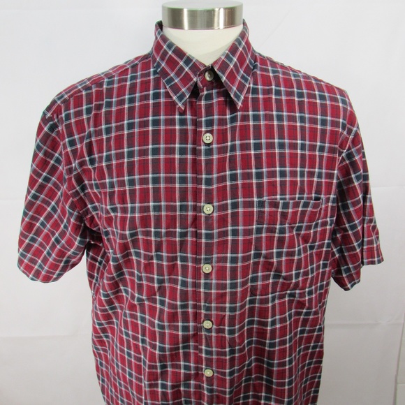 Old Navy Mens Red Plaid Camp Style Shirt Sz L - Picture 3 of 5